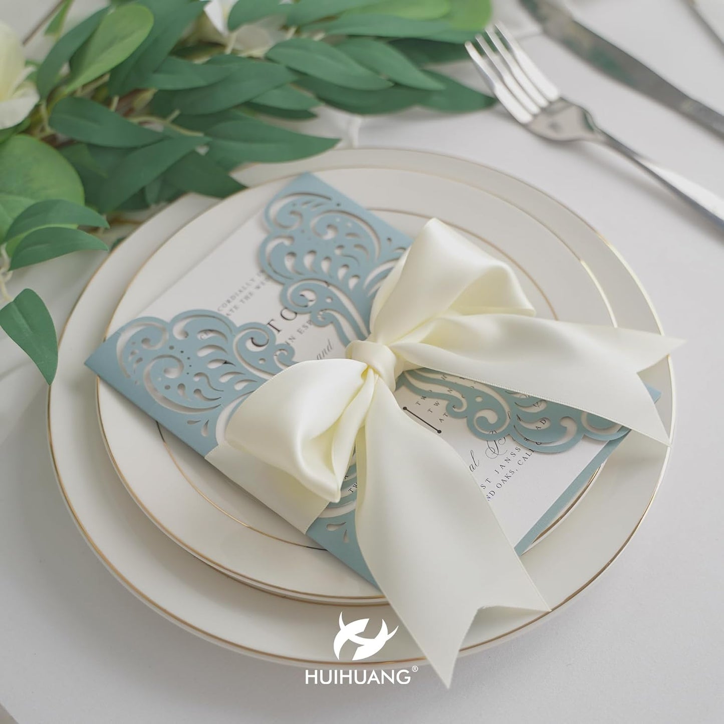 HUIHUANG White Ribbon 2 inch Wide Antique White Double-Faced Satin Ribbon for Flower Arrangements Supplies Wedding Bridal Shower Decor Invitations Crafts Bows Gift Wrapping, Basket - 25 Yards/Roll