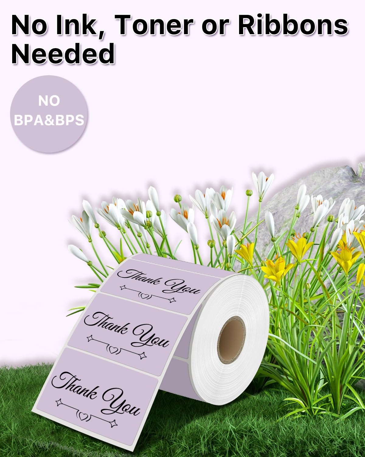 iEager 3" x 2" Thermal Labels, Rectangle Thermal Printer Stickers, Self-Adhesive Durable Sticker with Perforation Line, 500 Labels/Roll, Purple