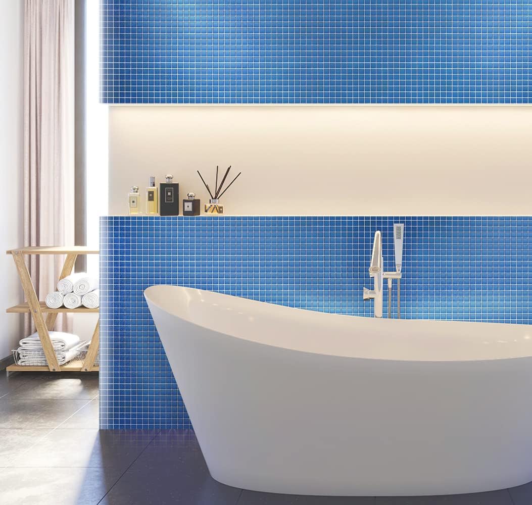 1"x1" Sky Blue Matte Finished Glass Mosaic Tile (9.67 Sq ft- Box of 10 Sheets)