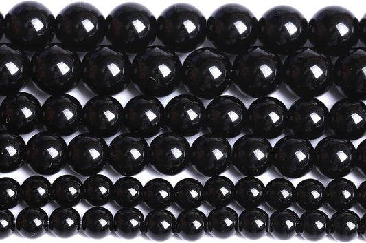 10mm 80pcs Natural Black Agates Onyx Stone Beads Smooth Round Loose Spacer Beads for Jewelry Making DIY Bracelets 32" 2 Strands