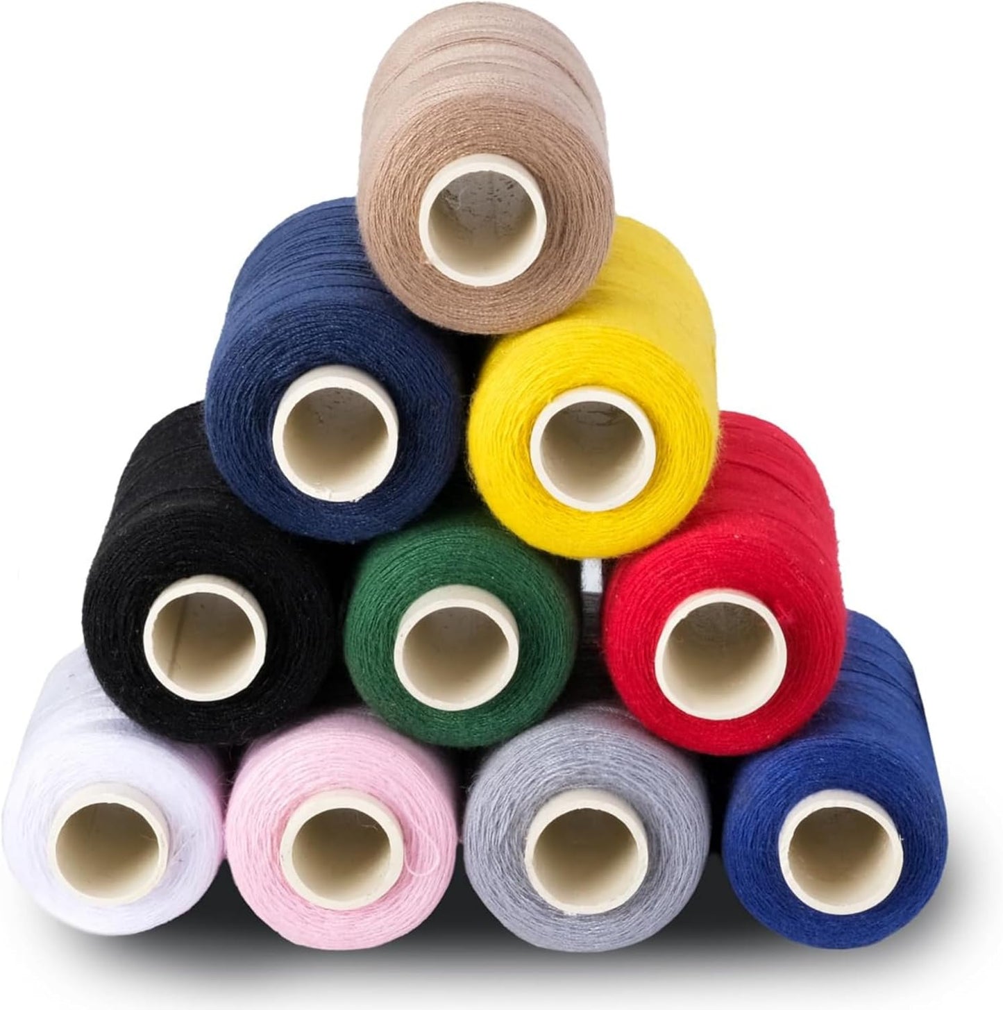 10 Colors Serger Sewing Thread - 10 Cones Threads of 500 Yards Each Spool | Sewing Clips Quilting Materials Sewing Machines for Beginners and Heavy-Duty Sewing Machine Threads | Lace Yarn, Ribbon Yarn