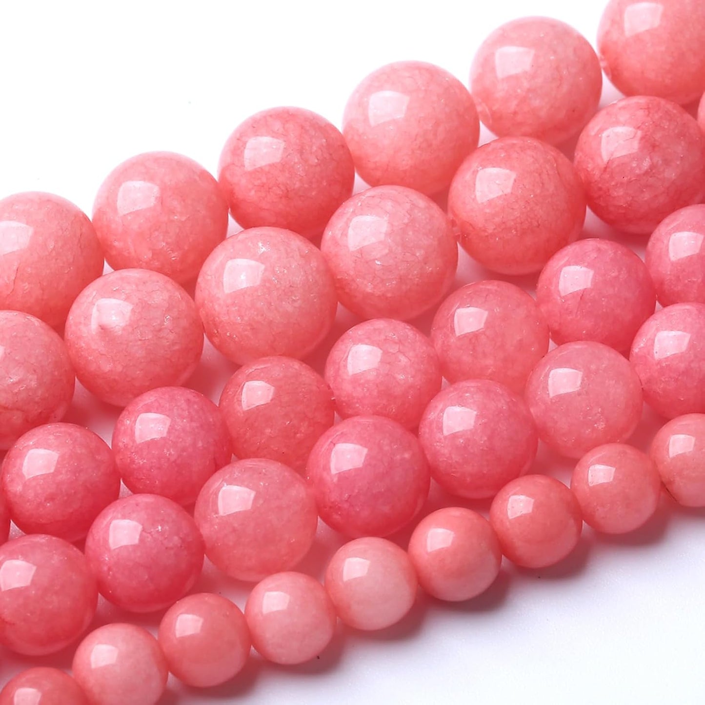 10MM Pink Rhodonite Jade Chalcedony Beads Natural Gemstone Beads Round Loose Beads for Jewelry and Bracelets Making 72pcs 2 Strands 32"