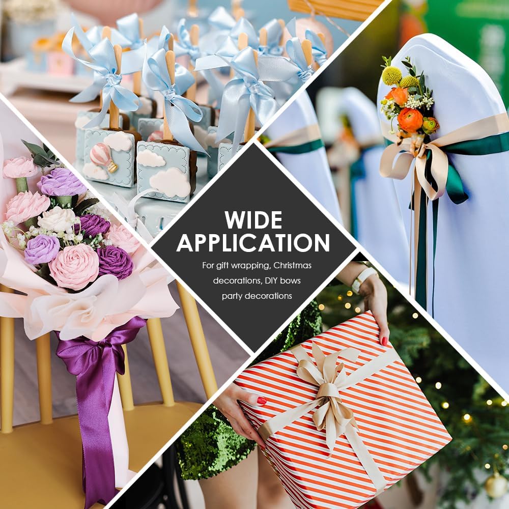 1-1/2" Wide x 100 Yards Single Faced Polyester Golden Satin Ribbon, Perfect for Wedding, Gift Wrapping, Bow Making & Other Projects (Golden)