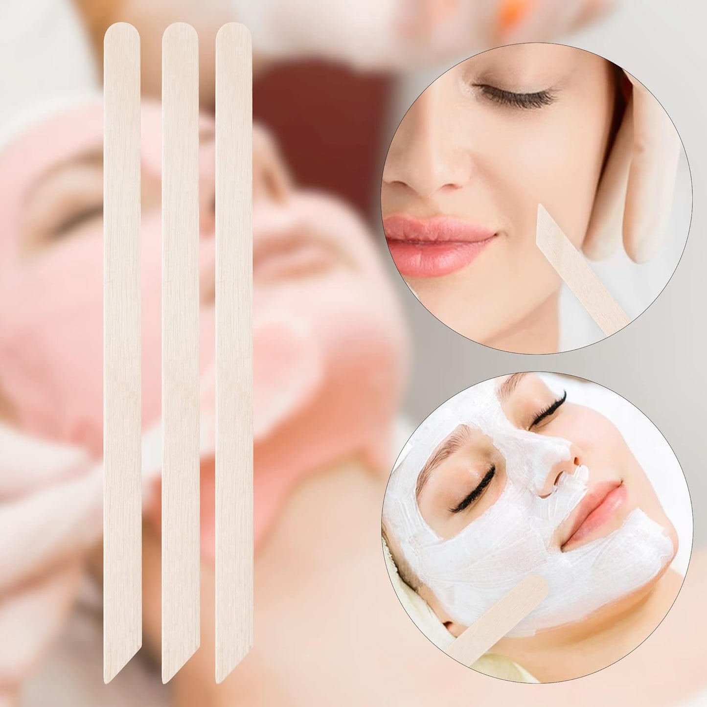 1000Pcs Wooden Wax Sticks Small Waxing Applicator Sticks Wax Spatulas Wood Craft Sticks for Hair Removal and Smooth Skin - Slanted & Round