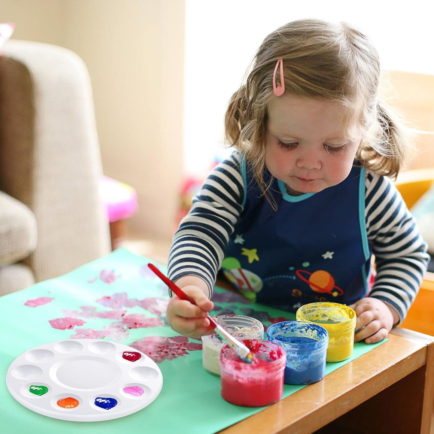 Hulameda 80pcs Paint Tray Palettes, Plastic Round Pallets for Kids or Students,Craft DIY or Have a Birthday Painting Party