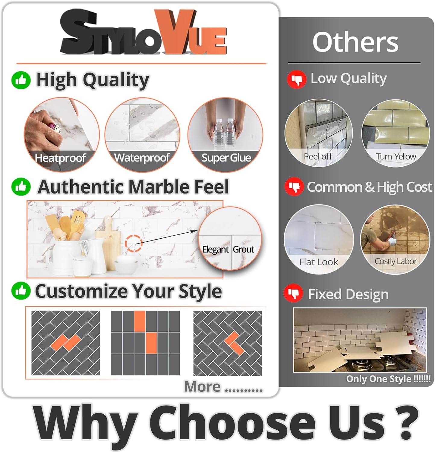 100 Pieces Peel and Stick Backsplash for Kitchen, 3" x 6" PVC Subway Tile 2026 Upgraded White Marble with Gold Accent Backsplash Stick on Tile Elevate Kitchen Fireplace RV