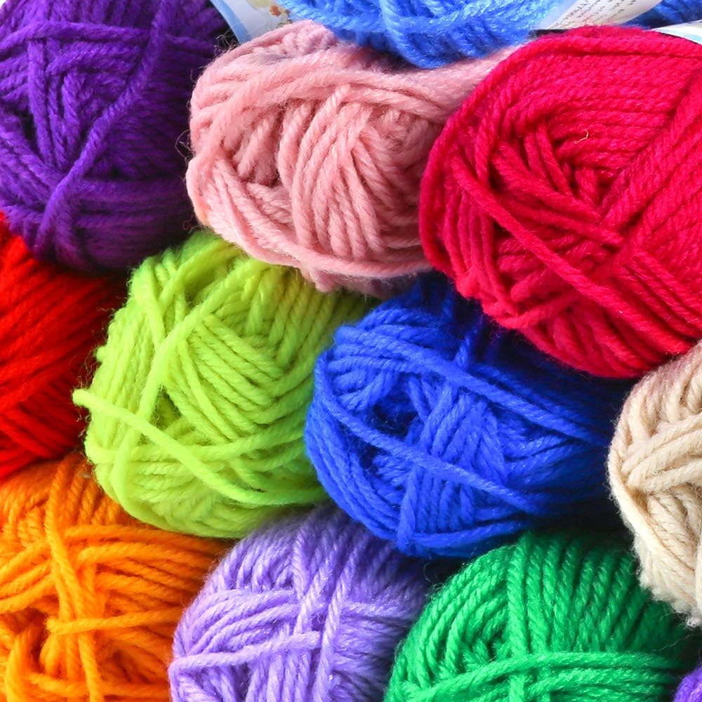 Pllieay 60-Piece Mesh Plastic Canvas Kit - 6 Shapes, 3-Inch Clear Canvas, 12 Colors Acrylic Yarn and Tools for Embroidery, Knit and Crochet Projects