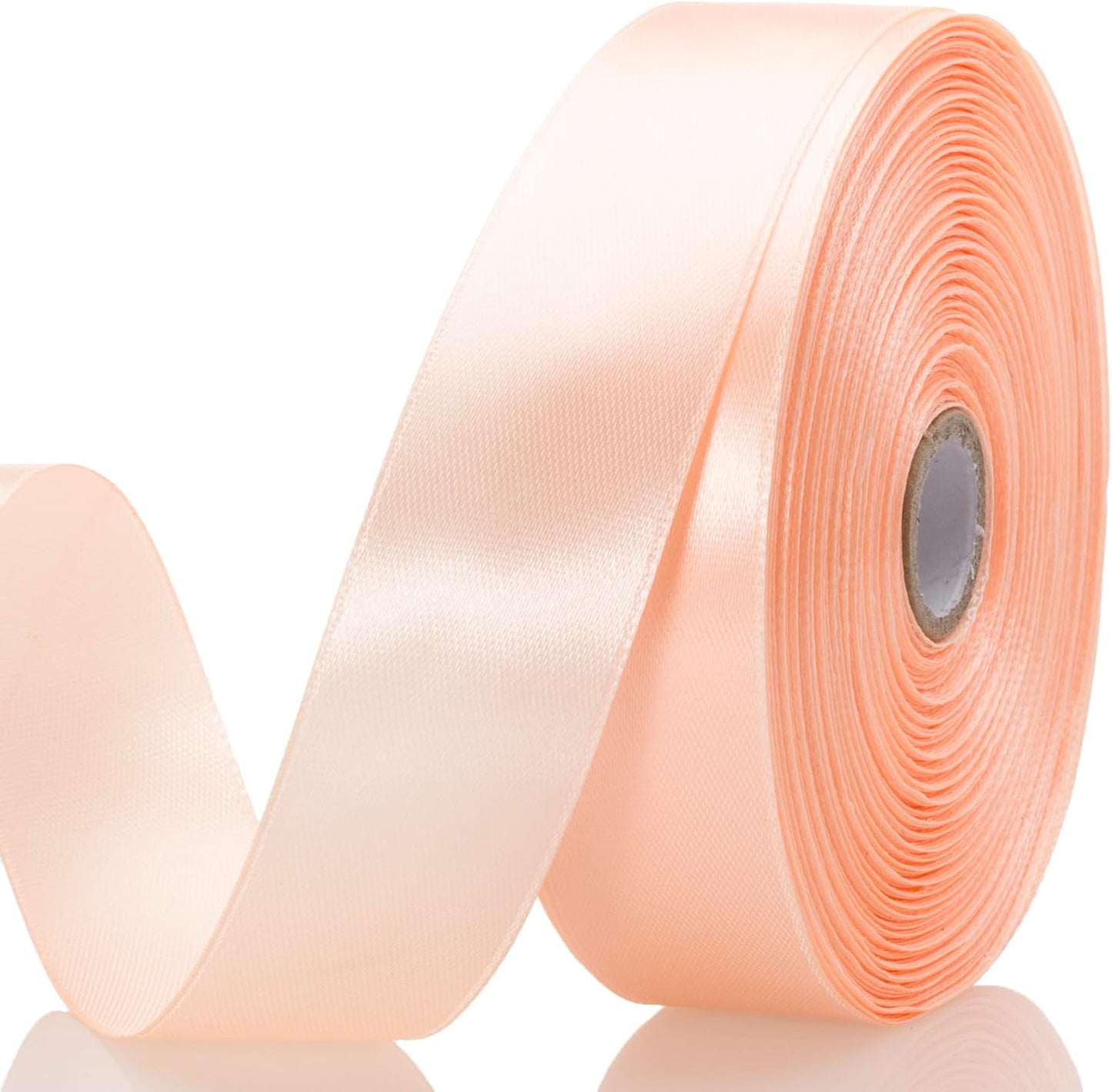 1 Inch Peach Solid Satin Ribbon, 50 Yards Craft Fabric Ribbon for Gift Wrapping Floral Bouquets Wedding Party Decoration