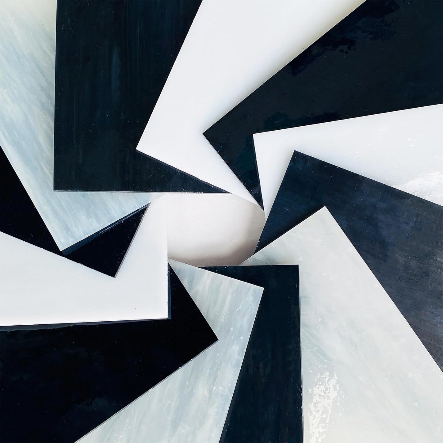 ILLUCKAI 12 Sheets White Black Stained Glass Variety Pack, 4 x 6 Inch Art Mosaic Tiles for Crafts, Supplies for Glass Hobbyists and Beginners