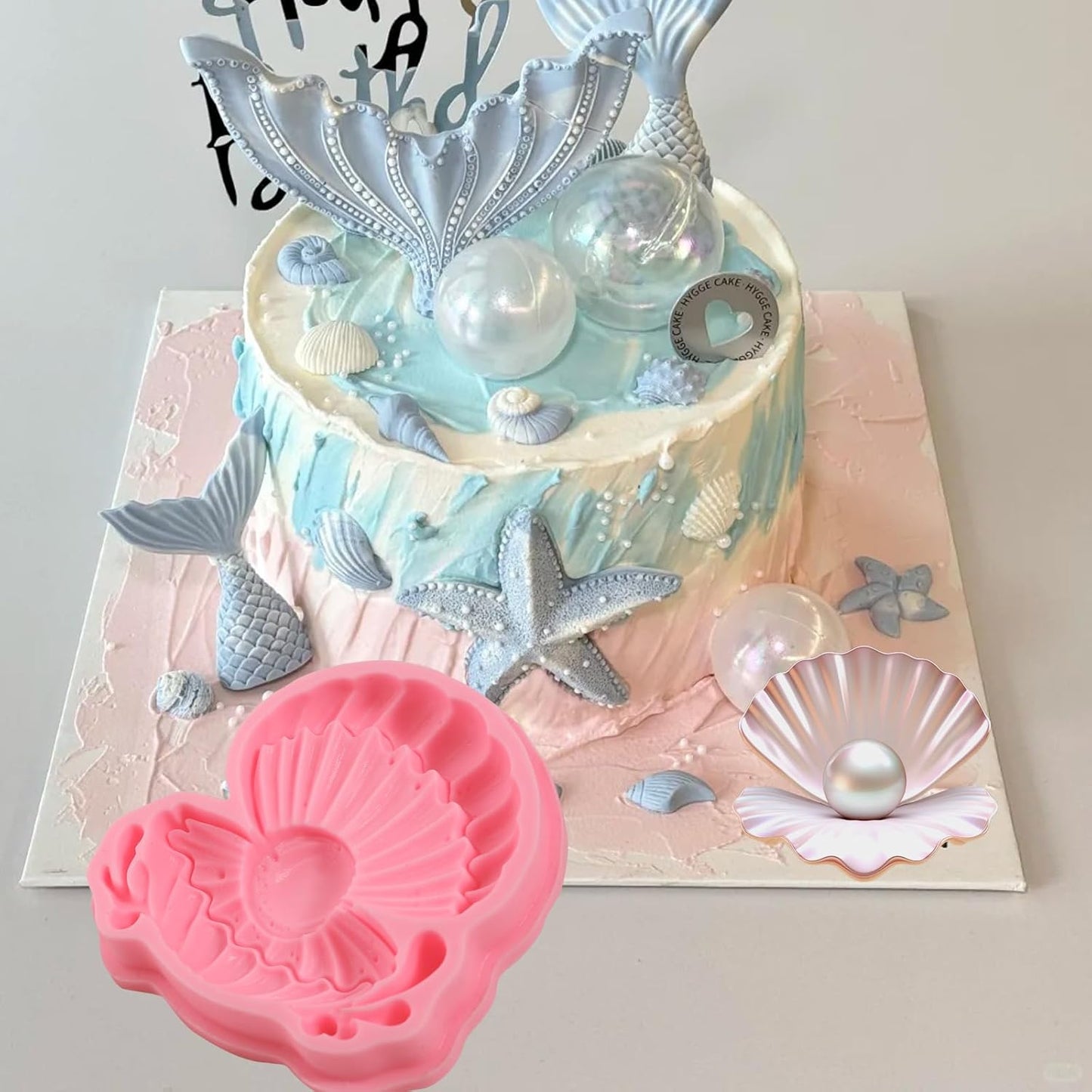 1 Pcs Pearl Shell Cake Decoration Silicone Mold, Cute Ocean Theme Candy Fondant Mold, Suitable for Kitchen Baking Chocolate Biscuit Making, Flower Paste Resin Pendant Clay