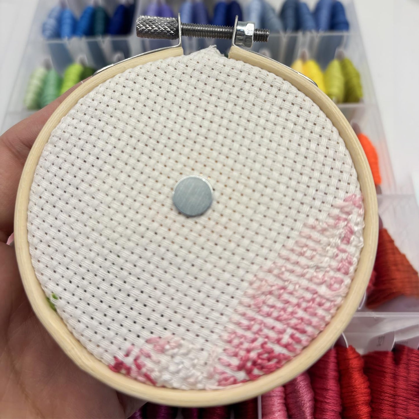 Hydrangea Magnetic Needle Minder for Cross Stitch – Strong Needlepoint Holder, Embroidery Sewing Magnet – Secure & Decorative Needle Minders for Stitching & Crafting (Floral Cat)