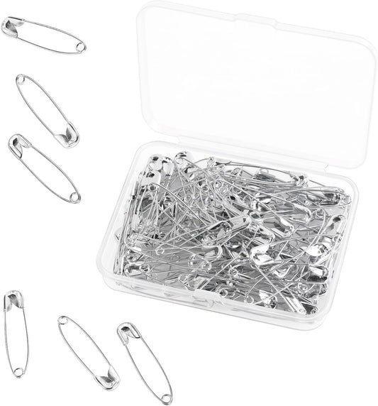 100 Pack Silver Safety Pins Assorted, Galvanized Steel Bulk Safety Pins for Sewing, Clothes, Arts & Craft (1.5 Inch / 38 mm)