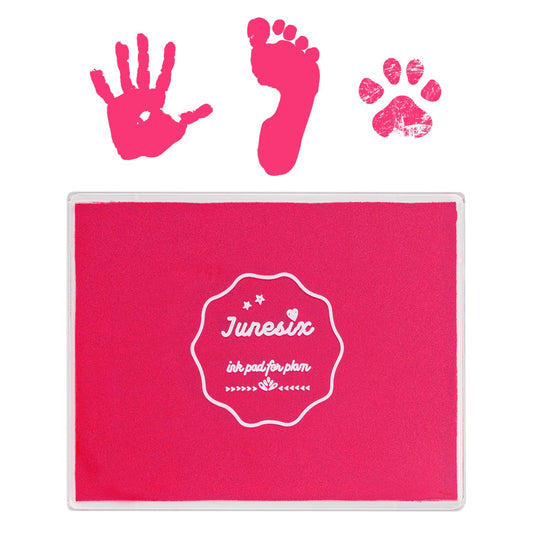 Ink Pad, 5x4'' Washable Non-Toxic Ink Stamp Pad for Baby Footprint Handprint, Pink