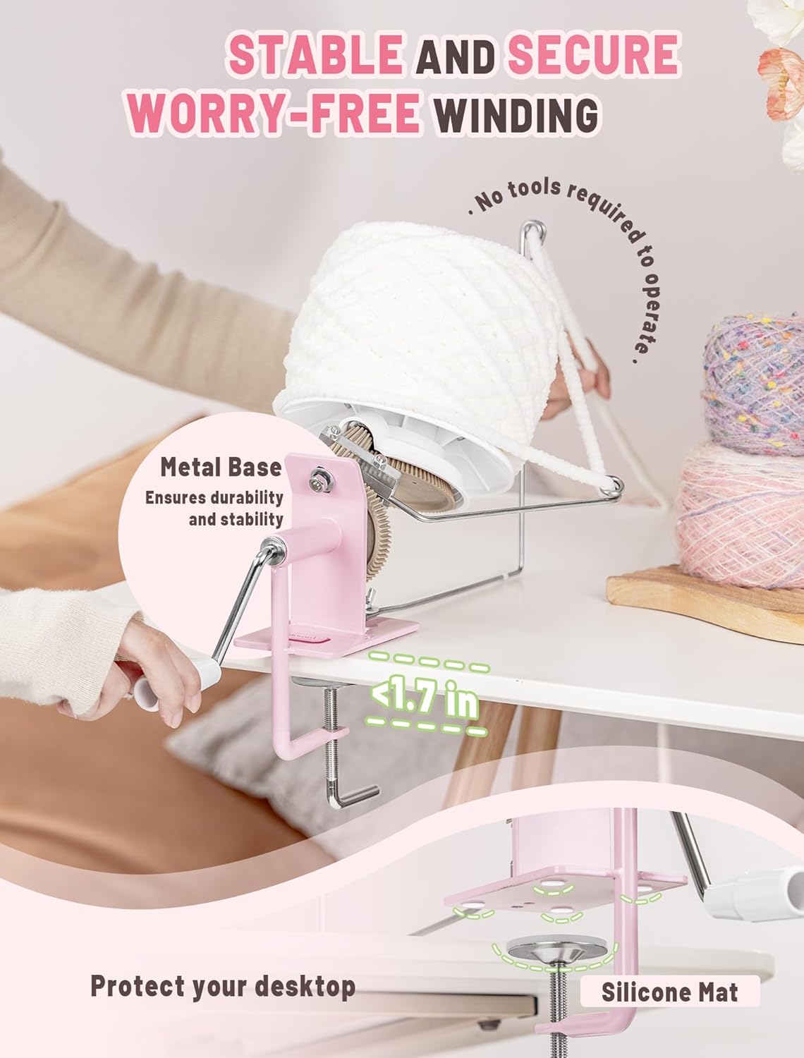 INMAKER Yarn Winder, 10oz Yarn Ball Winder Large Capacity for Crocheting, Yarn Spinner for Yarn Cake Maker