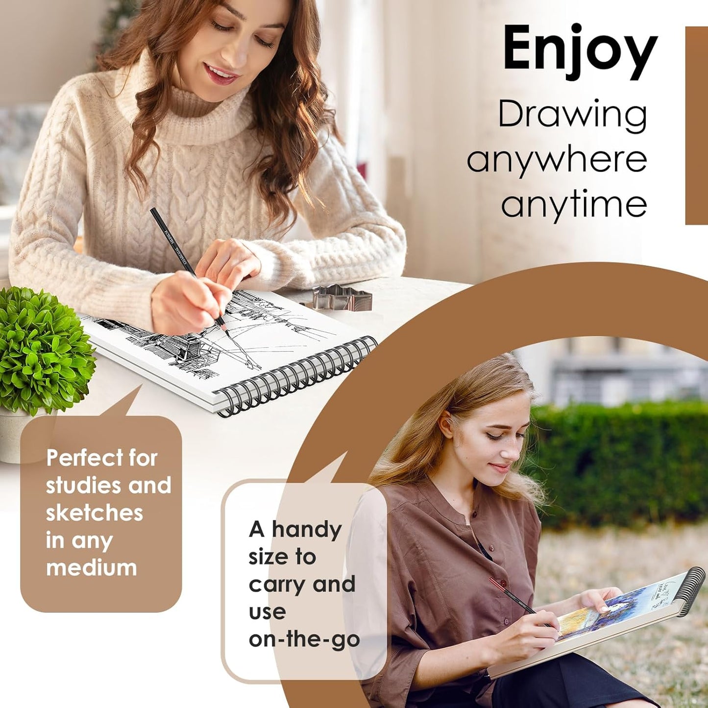 iBayam 9" x 12" Sketch Book Set, 2-Pack Spiral Bound Drawing Paper, 200 Sheets (68lb/100gsm) Premium Sketchbook, Acid-Free Art Drawing Painting Sketching Pad Supplies for Kids, Teens, Adults, Artists