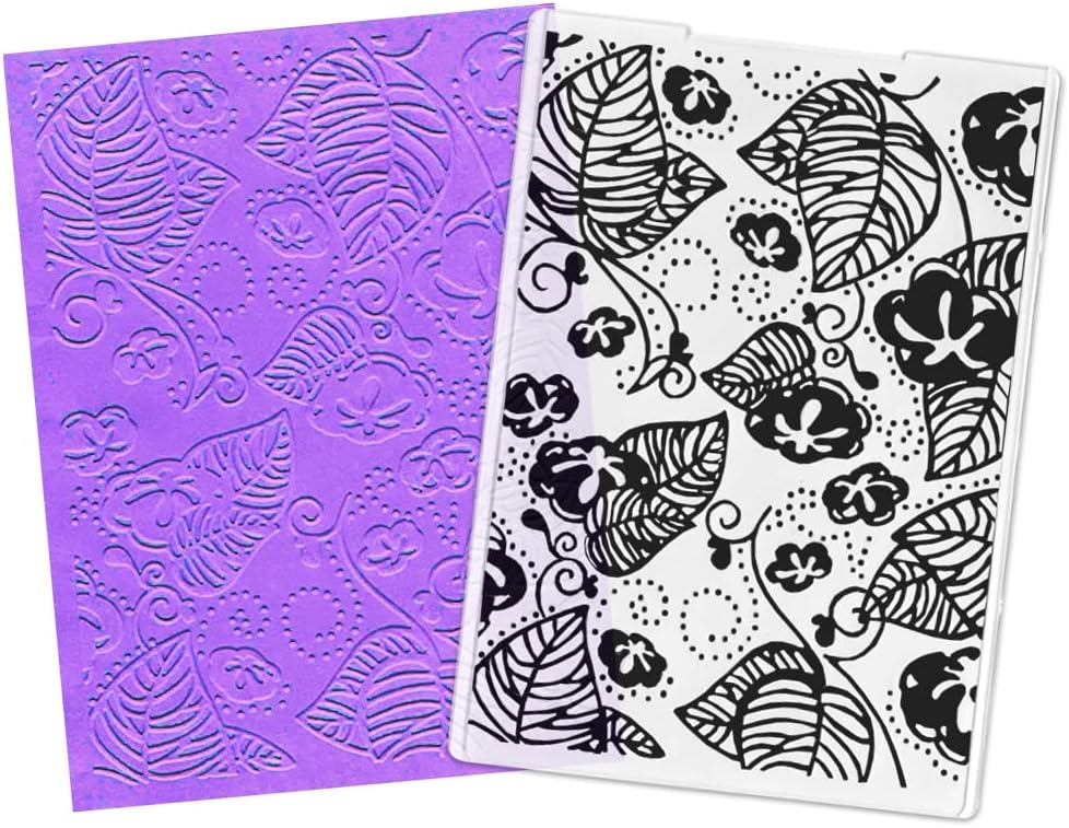 Hying 3-D Textured Impressions Background Embossing Folder, Flower Leaves Pattern Plastic Embossing Folder Template for Card Making Scrapbooking Paper Craft Album Stamps DIY Décor
