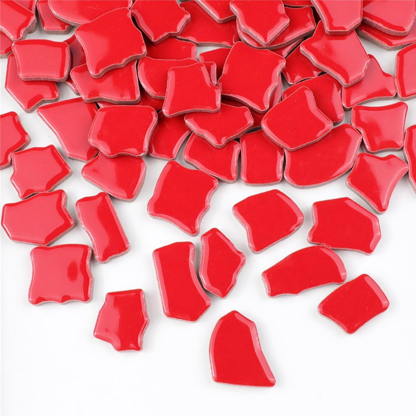 0.78"-1.57" Irregular Ceramics Mosaic Tiles,1.1LB Mosaic Pieces Stones for Home Decoration DIY Craft Plates Flowerpots Vases Cups Mosaic Making Supplies (Red)