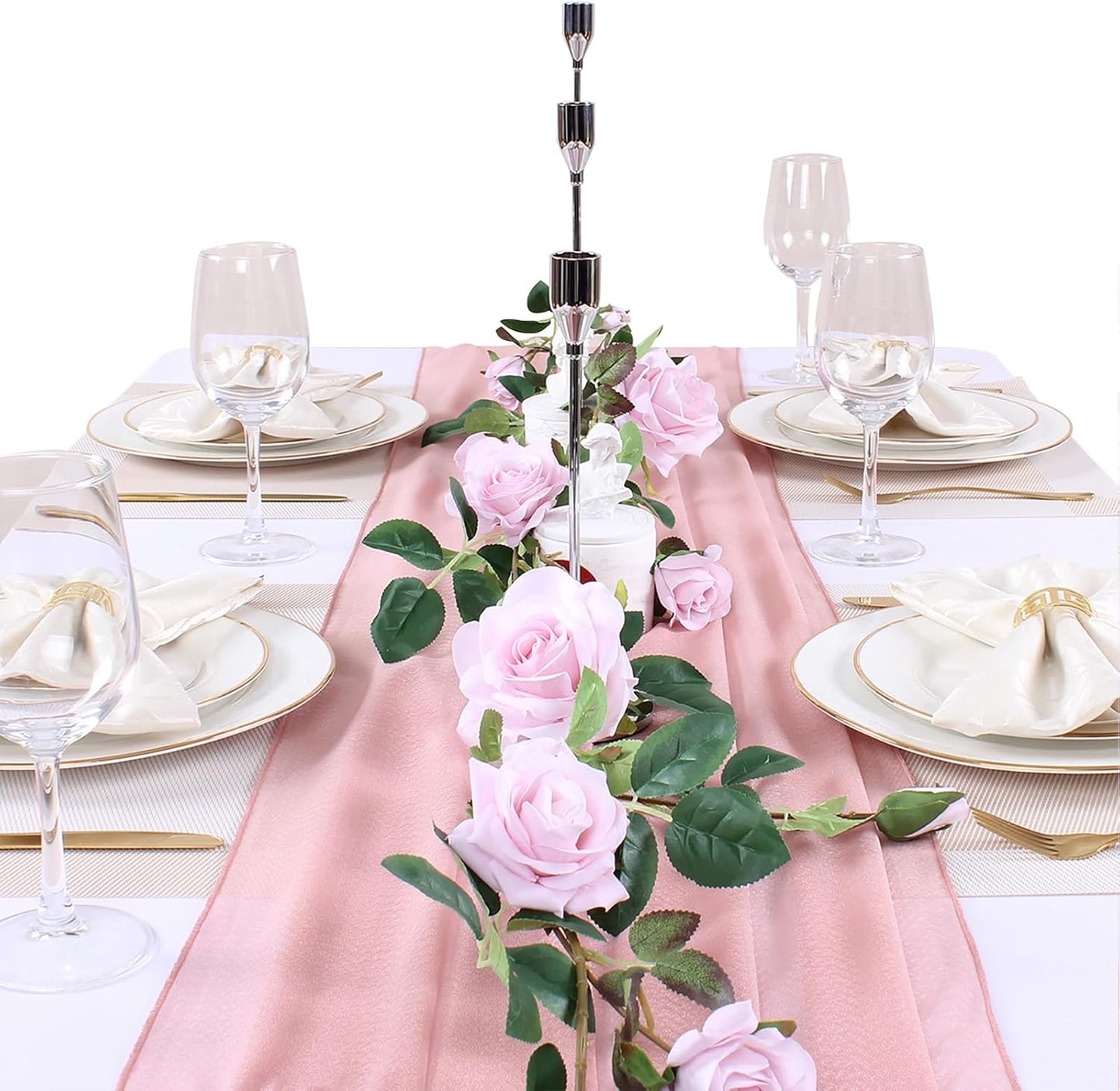 10ft Dusty Rose Chiffon Table Runner 30 x 120 Inches Sheer Romantic Table Runner for Boho Wedding Birthday Party Bridal Baby Shower Decoration