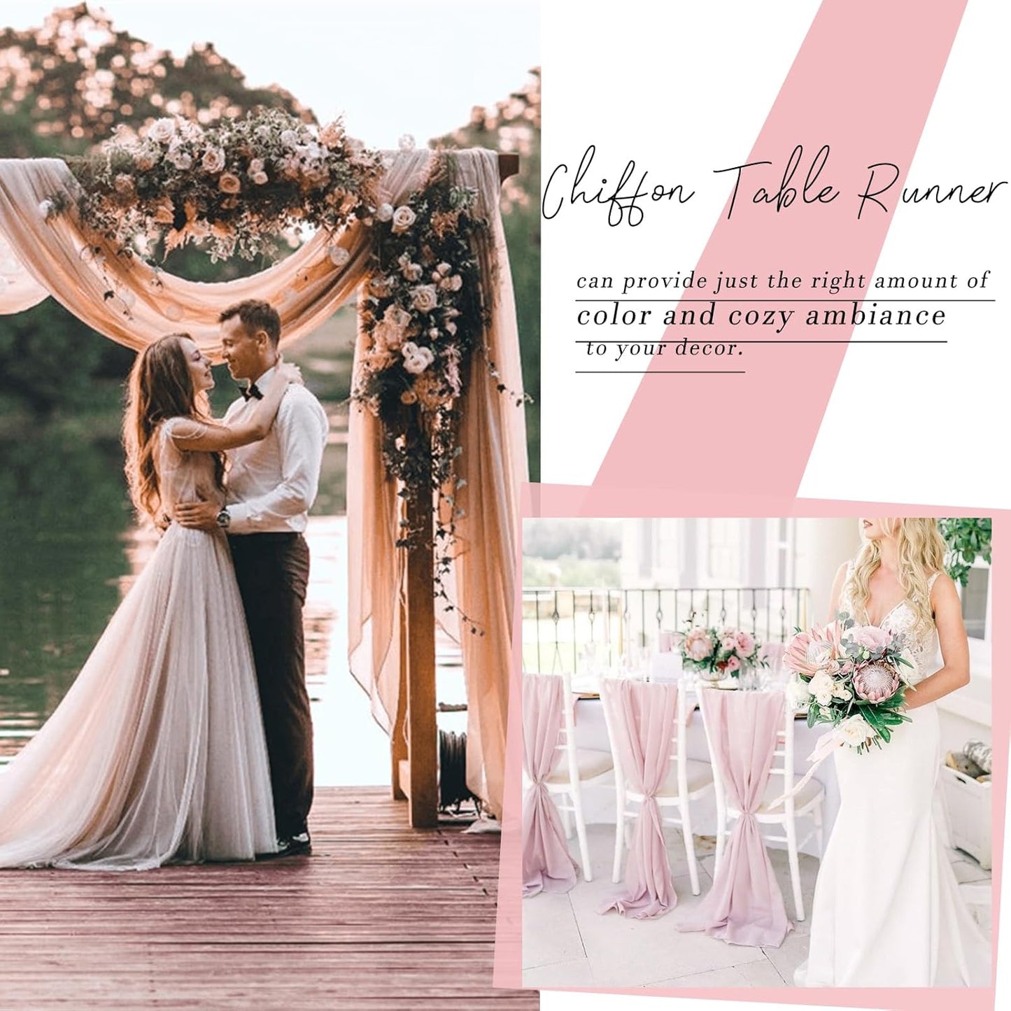 1 Pack Dusty Rose Chiffon Table Runner 12 x 120 Inches Sheer Table Runner Romantic Table Cloth for Wedding Decor 10ft Tulle Table Runner Table Decorations for Birthday Party