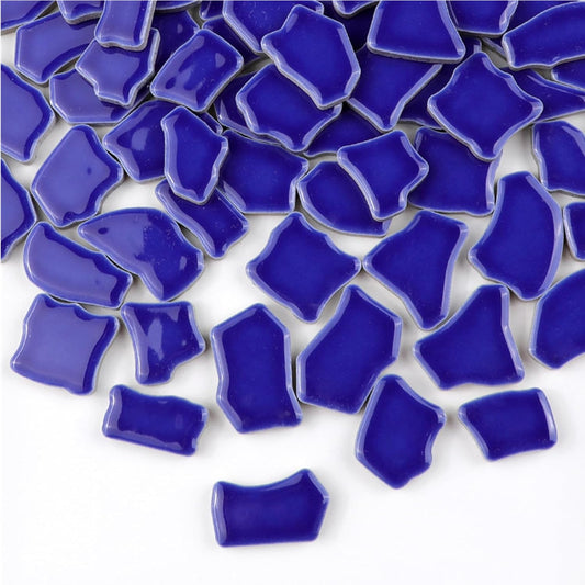 0.78"-1.57" Irregular Ceramics Mosaic Tiles,1.1LB Mosaic Pieces Stones for Home Decoration DIY Craft Plates Flowerpots Vases Cups Mosaic Making Supplies (Navy Blue)