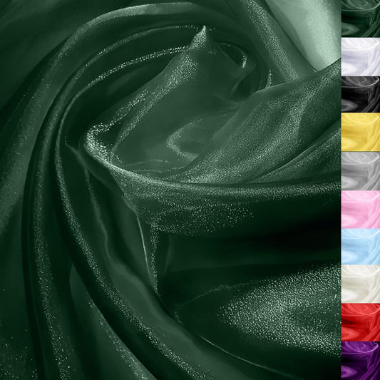Hunter Green Organza Fabric – 44" x 5 Yards Wide Sheer Tulle for Wedding Arch Draping, Gowns, Table Runners, Party Decor, Curtains & DIY Crafts – Translucent Fabric for Elegant Projects