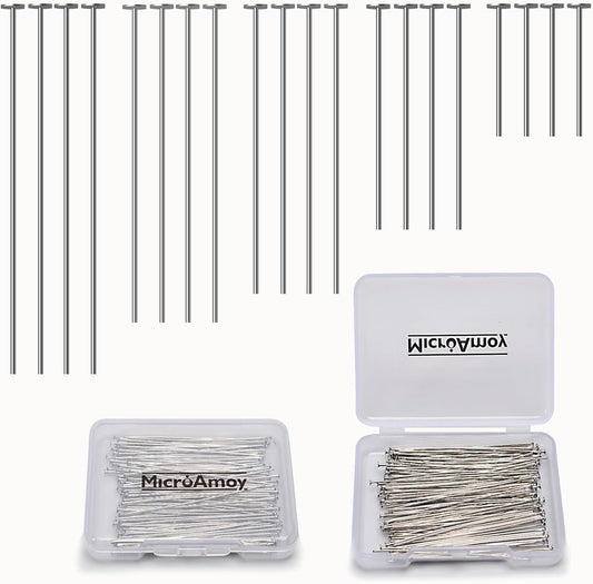 100pcs Silver Filled Flat Head Pins Non Tarnish Craft Earring Bracelet Jewelry Making Accessories Supplies (70mm (2.75in), Silver-Flat Head Pin)