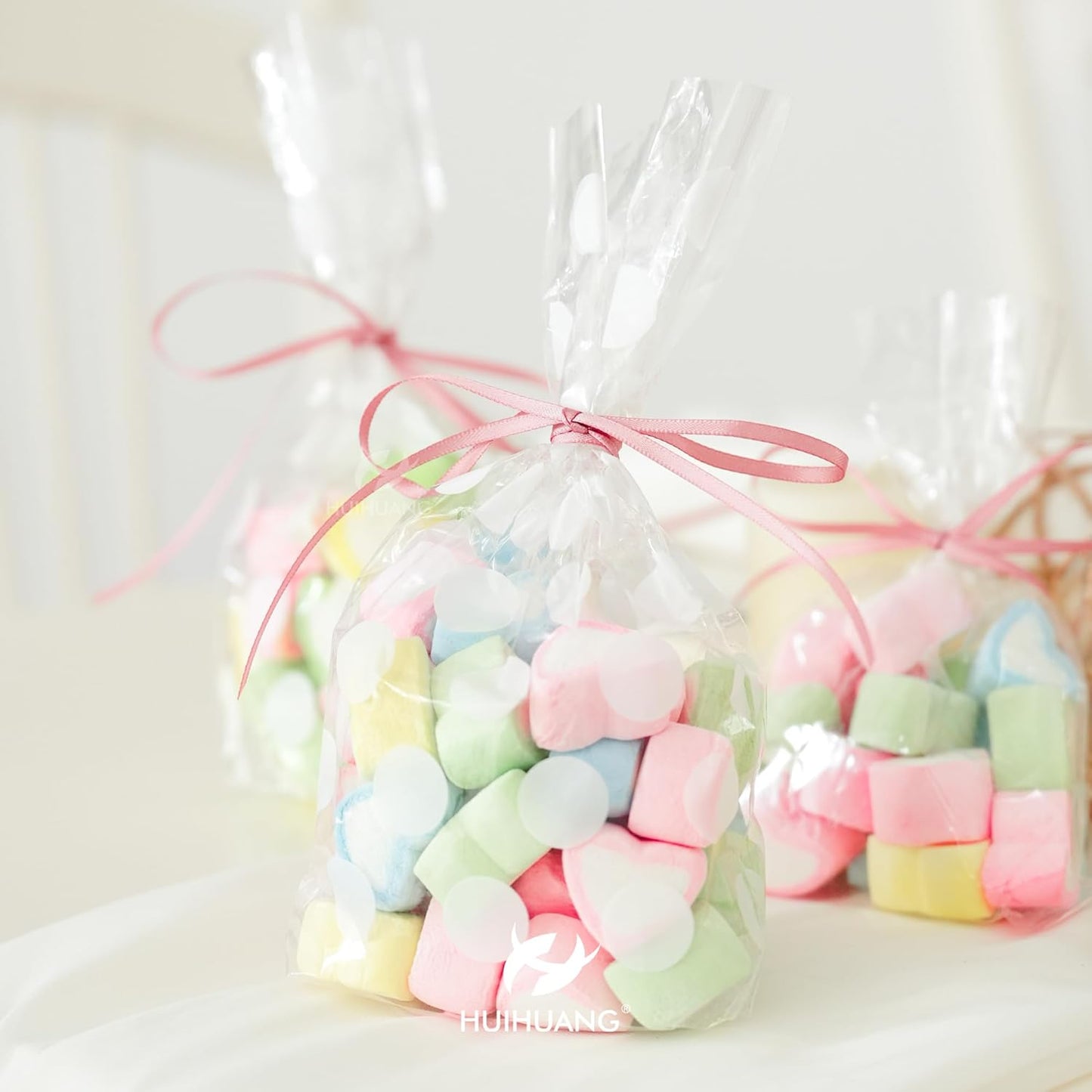 HUIHUANG 1/8 inch Blush Pink Satin Ribbon, 100 Yards Roll, Luxurious Double Face Satin, Polyester, Multi-purpose Occasions, Gift Wrapping, DIY Bows, Decoration, Sewing, Invitations