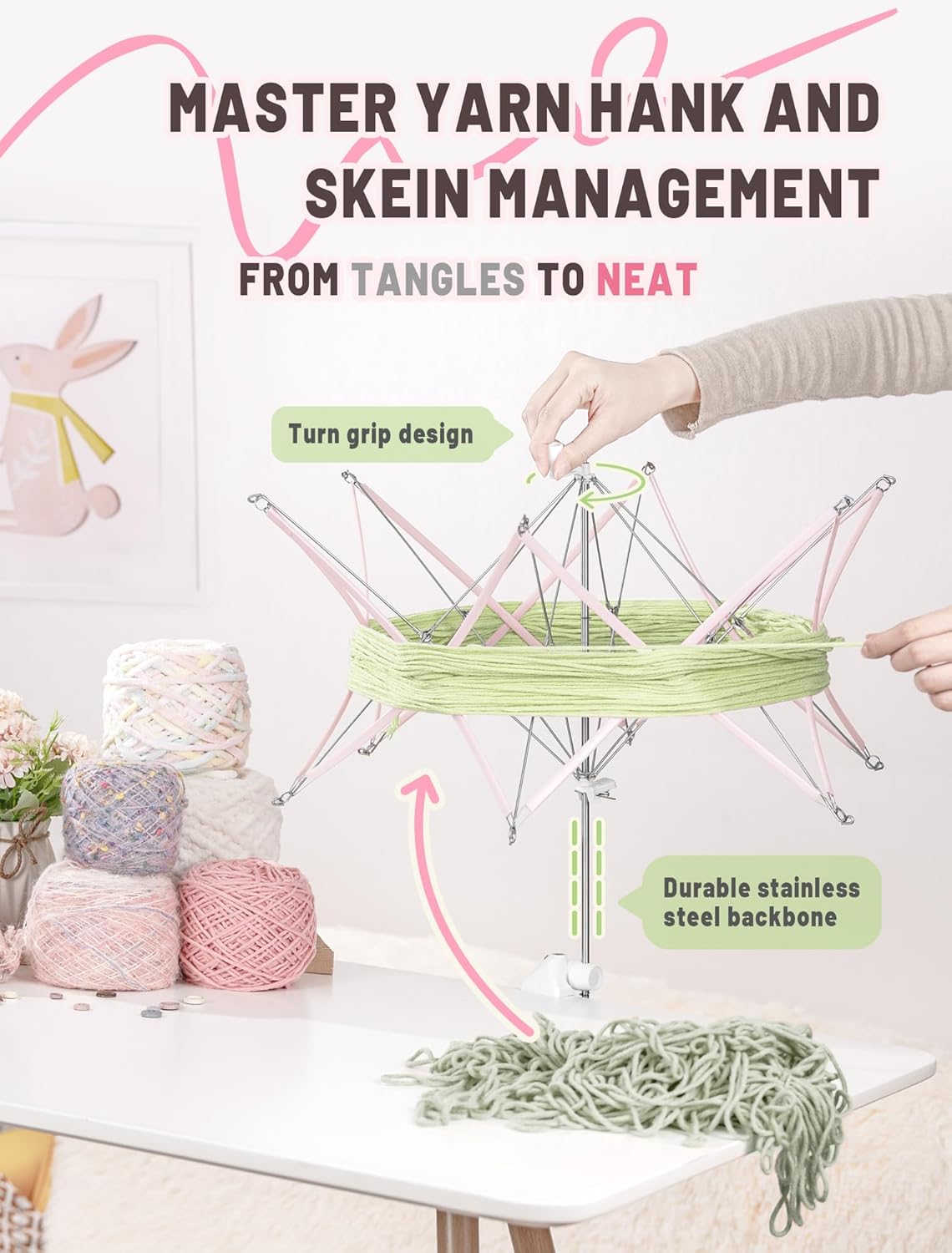 INMAKER Yarn Winder and Swift, 10oz Yarn Ball Winder Large Capacity for Crocheting, Yarn Spinner for Yarn Cake Maker