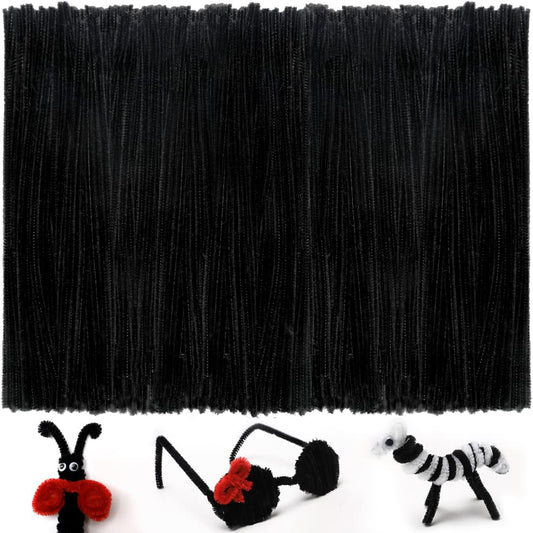 Iooleem 200pcs Black Pipe Cleaners, Chenille Stems, Pipe Cleaners for Crafts, Pipe Cleaner Crafts, Art and Craft Supplies.