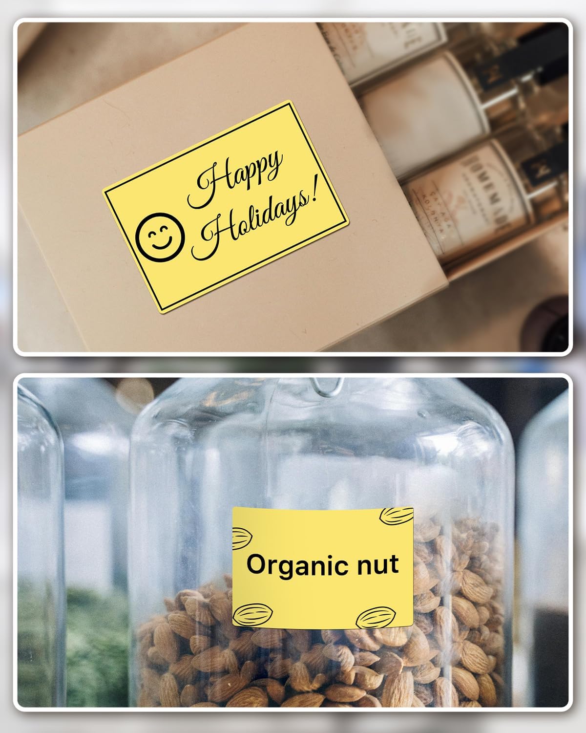 iEager 3" x 2" Thermal Labels, Rectangle Thermal Printer Stickers, Self-Adhesive Durable Sticker with Perforation Line, 500 Labels/Roll, Yellow