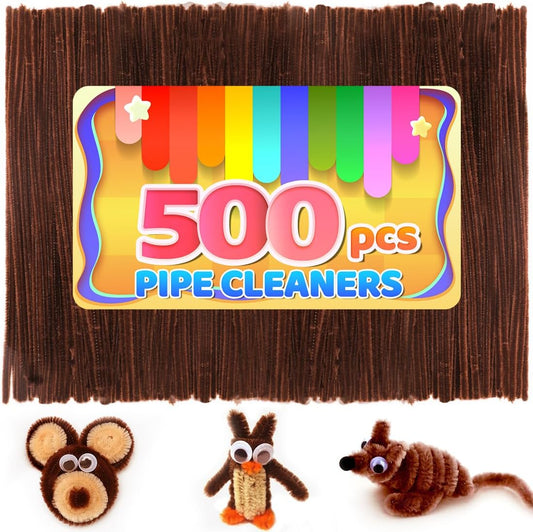 Iooleem 500pcs Dark Brown Pipe Cleaners, Chenille Stems, Pipe Cleaners for Crafts, Pipe Cleaner Crafts, Art and Craft Supplies.