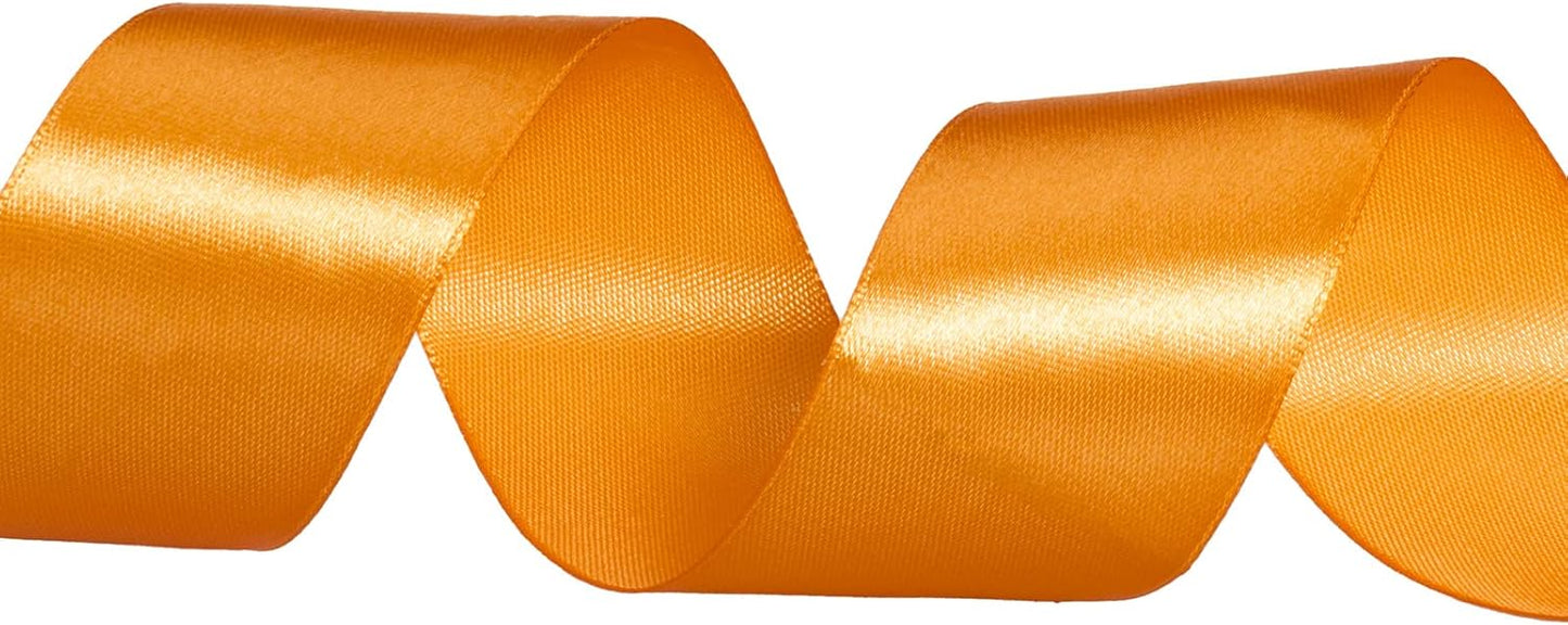 1 1/2 Inch Orange Solid Satin Ribbon, 50 Yards Craft Fabric Ribbon for Gift Wrapping Floral Bouquets Wedding Party Decoration