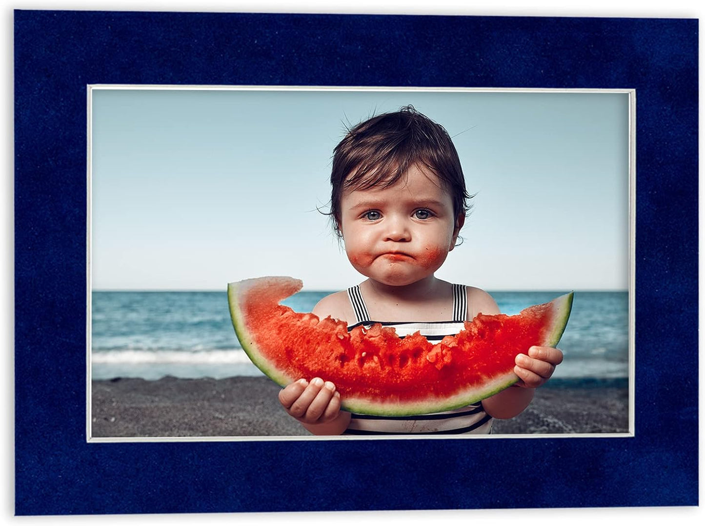 11x14 Mat Bevel Cut for 8.5x11 Photos - Acid Free Brooke Blue Suede Precut Matboard With Backing Board and Crystal Clear, Self Seal Mat Bag - For Pictures, Framing - 4-ply Thickness