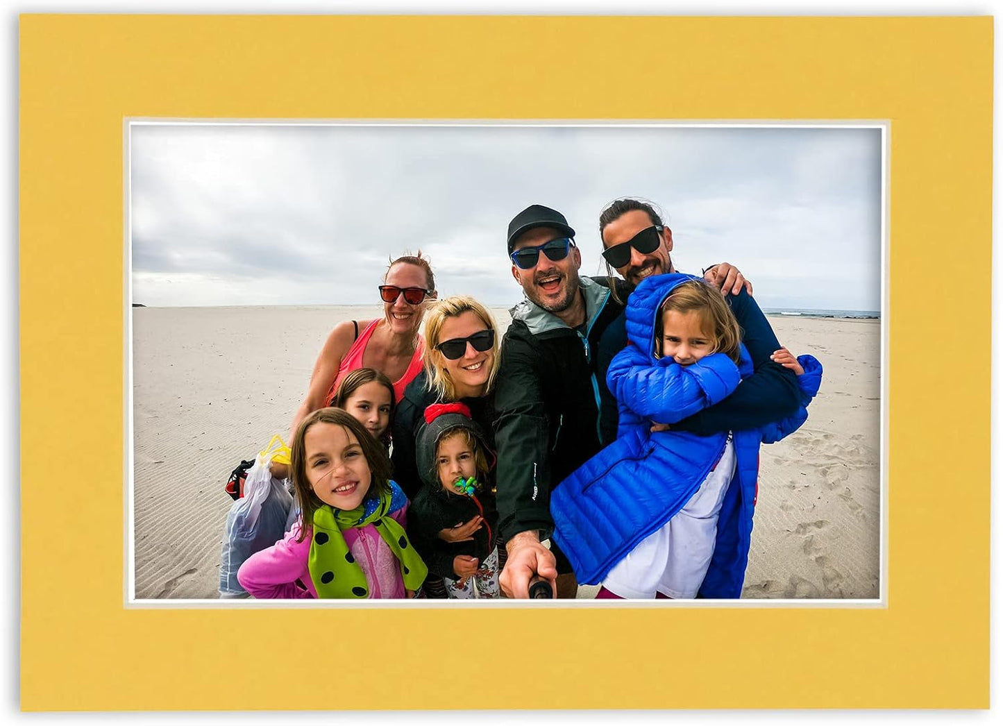 11x14 Mat Bevel Cut for 8.5x11 Photos - Acid Free Chamois Yellow Precut Matboard With Backing Board and Crystal Clear, Self Seal Mat Bag - For Pictures, Framing - 4-ply Thickness