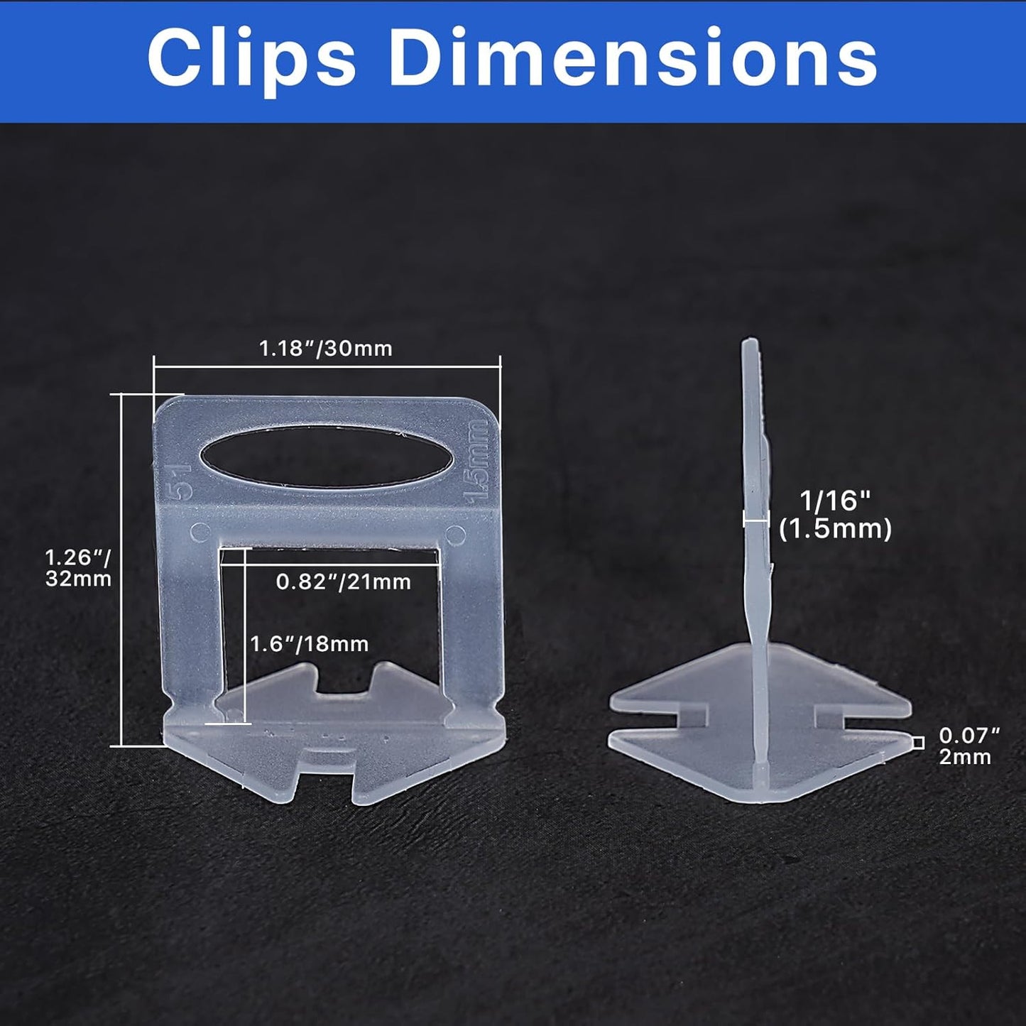 1100 Pcs Tile Leveling System Clips 1/16" (1.5mm) for Ceramic Tile and Stone Installation - DIY Tile Leveler Spacers Kit for Perfect Alignment(1100, 1/16)