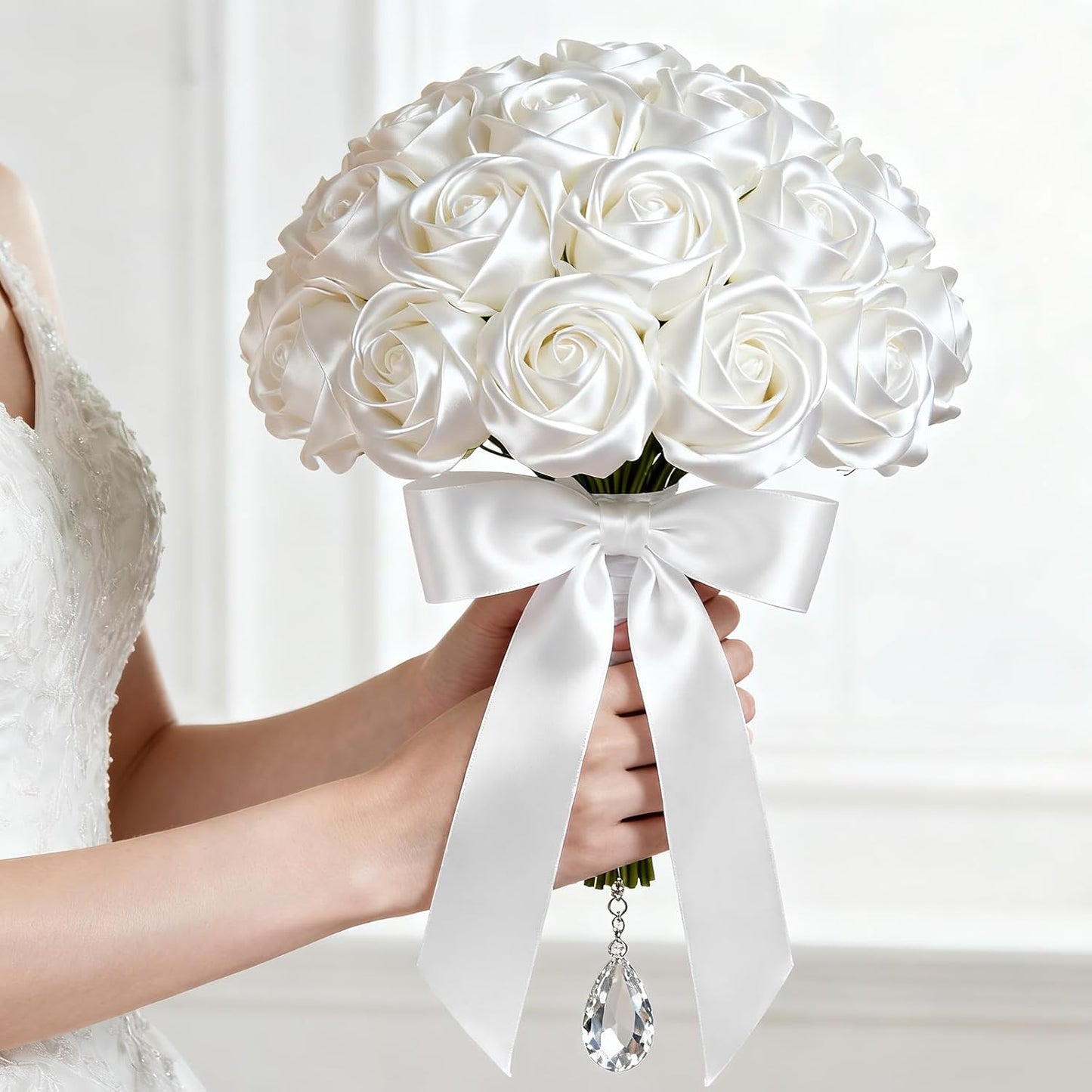 1" x 50 Yards Satin Ribbon - White Silk Ribbon with Spool - Ideal for Gift Wrapping, Floral Bouquets, Crafts, Wedding Party Decorations, Christmas and Sewing Projects