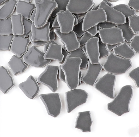 0.78"-1.57" Irregular Ceramics Mosaic Tiles,1.1LB Mosaic Pieces Stones for Home Decoration DIY Craft Plates Flowerpots Vases Cups Mosaic Making Supplies (Gray)