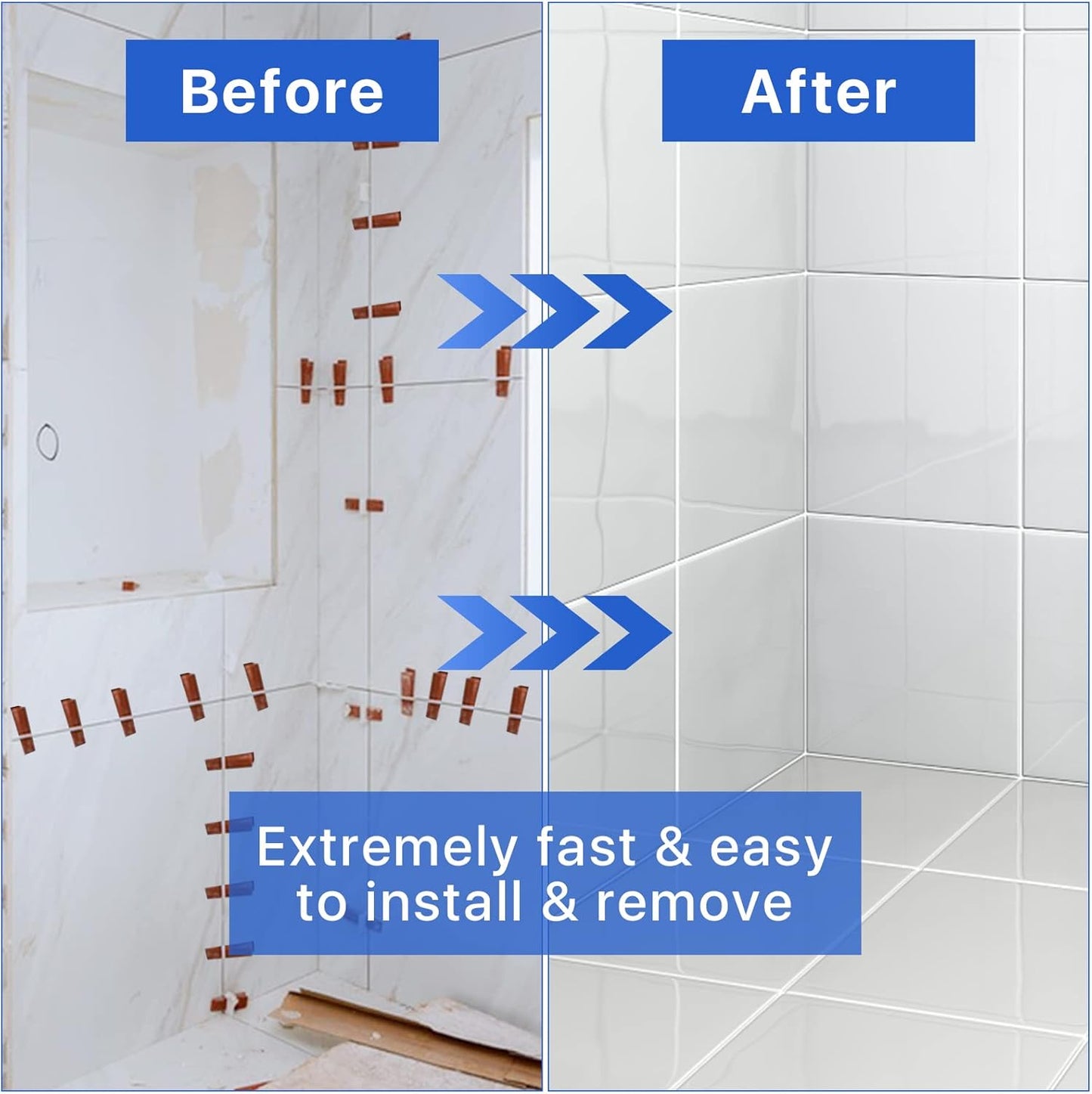1100 Pcs Tile Leveling System Clips 1/32" (1.0mm) for Ceramic Tile and Stone Installation - DIY Tile Leveler Spacers Kit for Perfect Alignment(1100, 1/32)