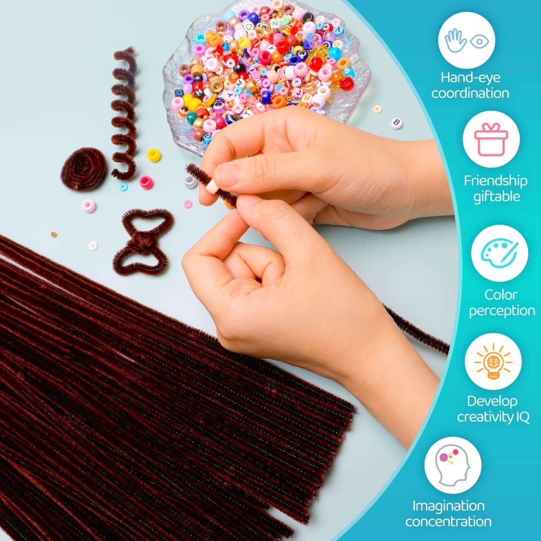 Iooleem 200pcs Brown Pipe Cleaners, Chenille Stems, Pipe Cleaners for Crafts, Pipe Cleaner Crafts, Art and Craft Supplies.