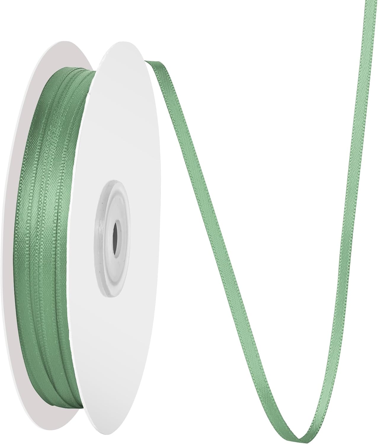 1/8 Inch X 100 Yards Sage Green Satin Thin Ribbon Solid Color Double Faced Ribbons Perfect for Crafts Wedding Decor Bow Making Arts Sewing and More