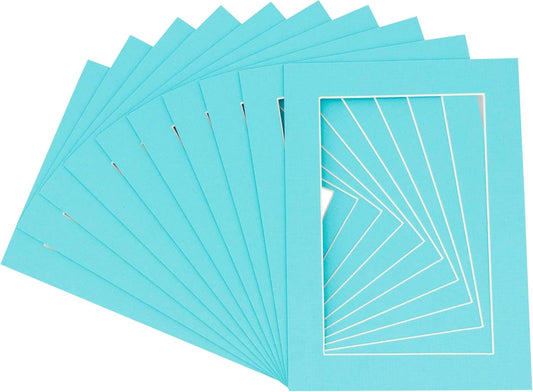 11x14 Mat for 8.5x11 Photo - Precut Aquamarine Blue Picture Matboard for Frames 11 x 14 Inches - Bevel Cut to Display Art 8.5 x 11 Inches - Acid Free Pack of 25 MATS with Backing Boards & Clear Bags