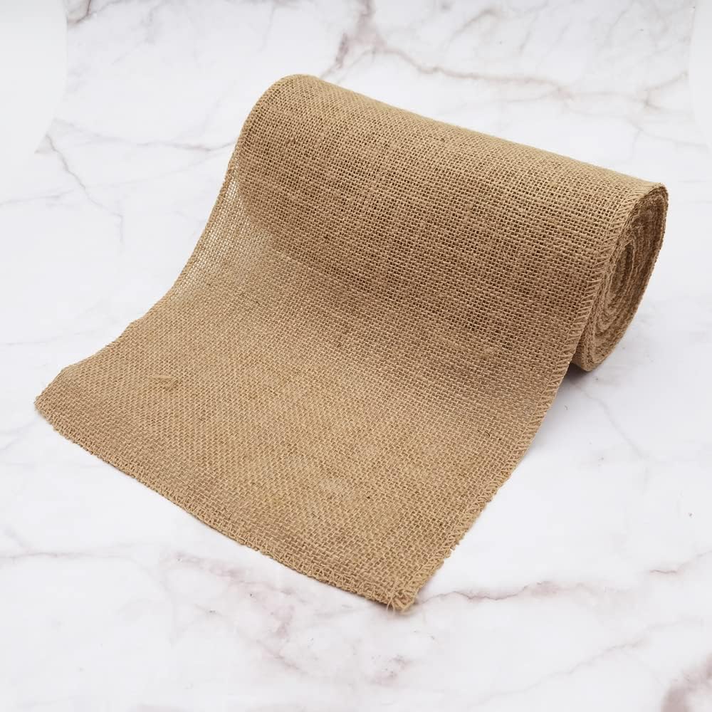 INSPIRELLE 10" Natural Burlap Fabric Roll 10 Yards Jute Ribbon for Gift Wrapping Craft Projects Wedding Decoration Home Decoration 25CM