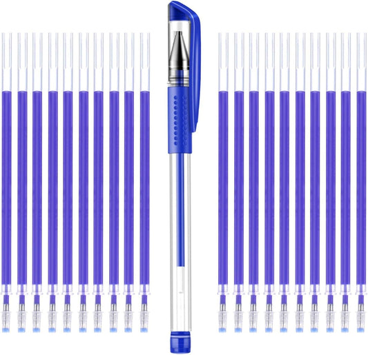 iNee Heat Erasable Fabric Pen with 20 Refills for Tailors Sewing, Quilting adn Crafts, Dressmaking Disappearing Ink, Blue