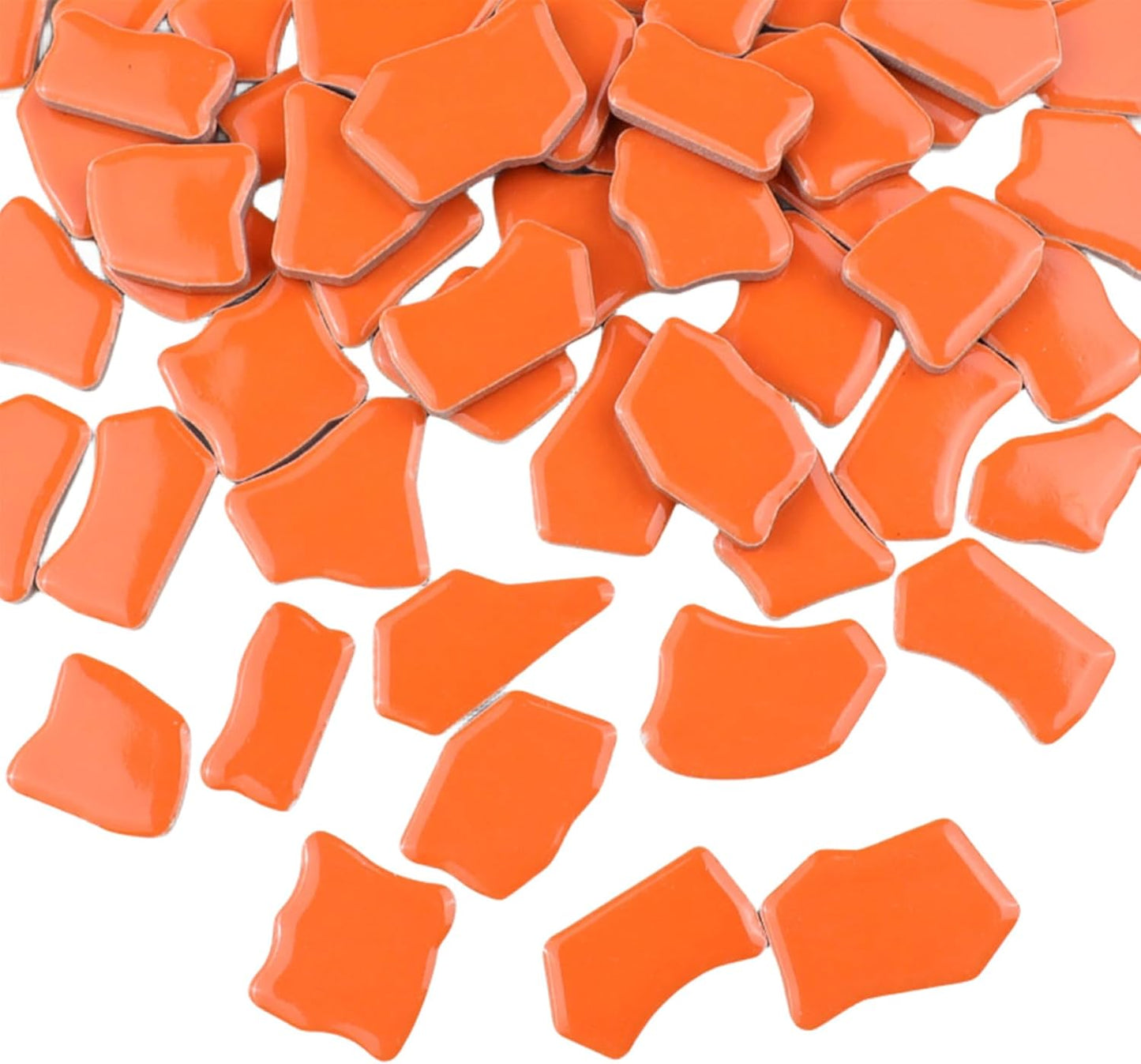 0.78"-1.57" Irregular Ceramics Mosaic Tiles,1.1LB Mosaic Pieces Stones for Home Decoration DIY Craft Plates Flowerpots Vases Cups Mosaic Making Supplies (Tangerine)