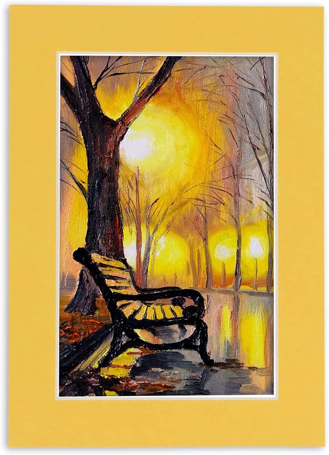 11x14 Mat Bevel Cut for 8.5x11 Photos - Acid Free Chamois Yellow Precut Matboard - For Pictures, Photos, Framing - 4-ply Thickness