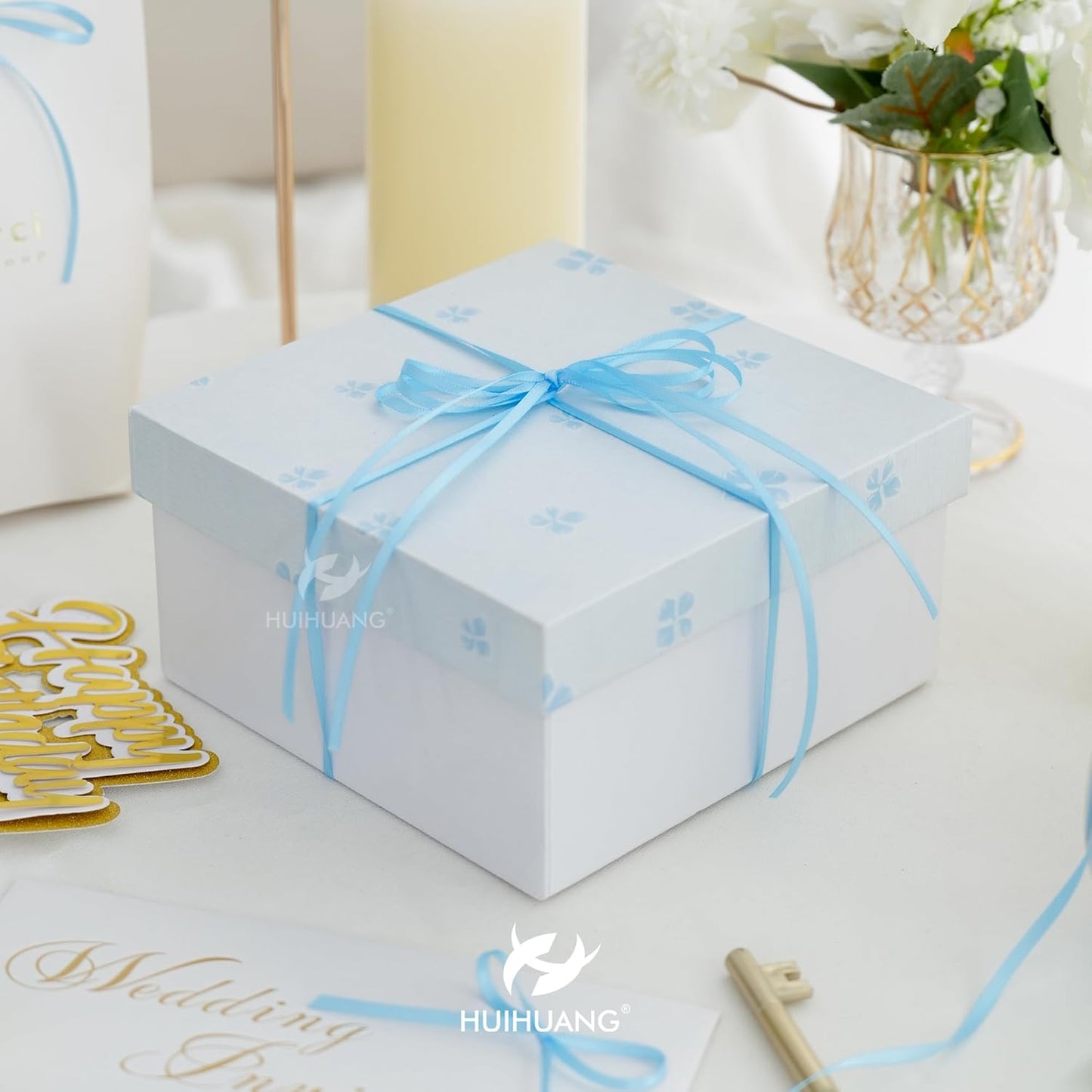 HUIHUANG Solid Color Satin Ribbon 1/8 inch x 100 Yards Roll Ribbon Thin Satin Baby Light Blue 1/8 Crafts Ribbon for Crafts Gift Wrapping DIY Bows Invitation Card (Blue)