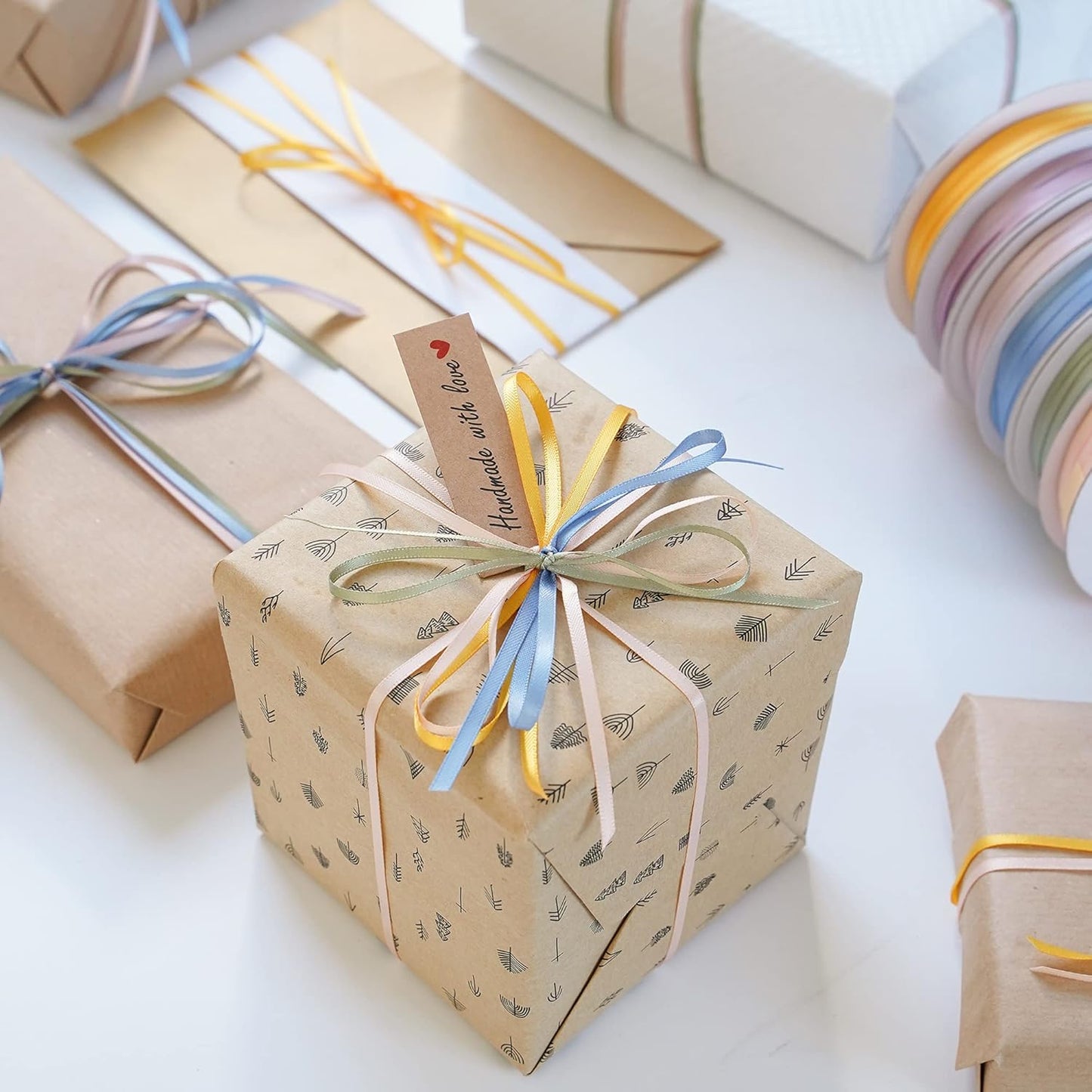 HUIHUANG Solid Color Satin Ribbon 1/8 inch x 100 Yards Roll Ribbon Double Faced for Crafts Gift Wrapping DIY Bows Invitation Card (Spring Green/Sage)