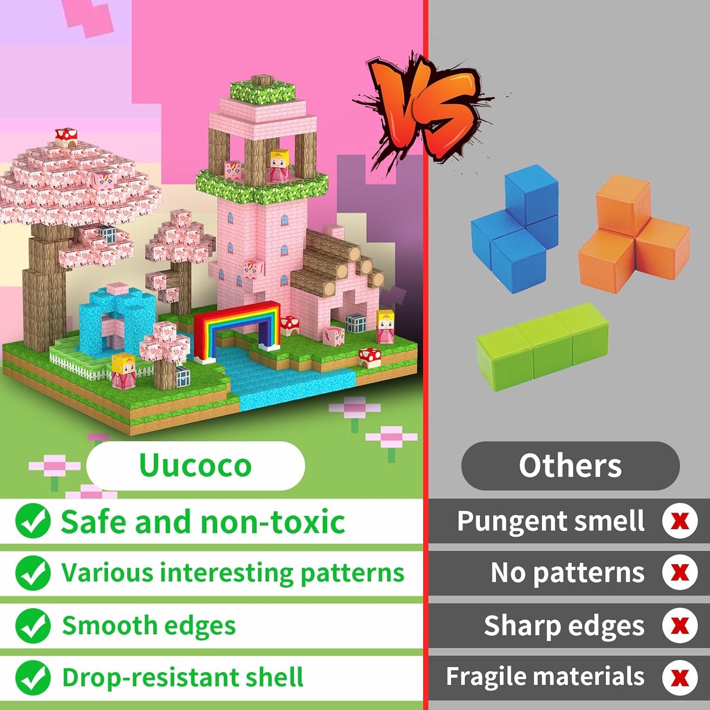 100PCS Magnetic Blocks - Princess Castle Building Forest World Set, STEM Sensory Gifts for Princess, Creative Kids Games, Building Toys for 3+ Years Old Girls, Magnets Game for Toddler (Pink)