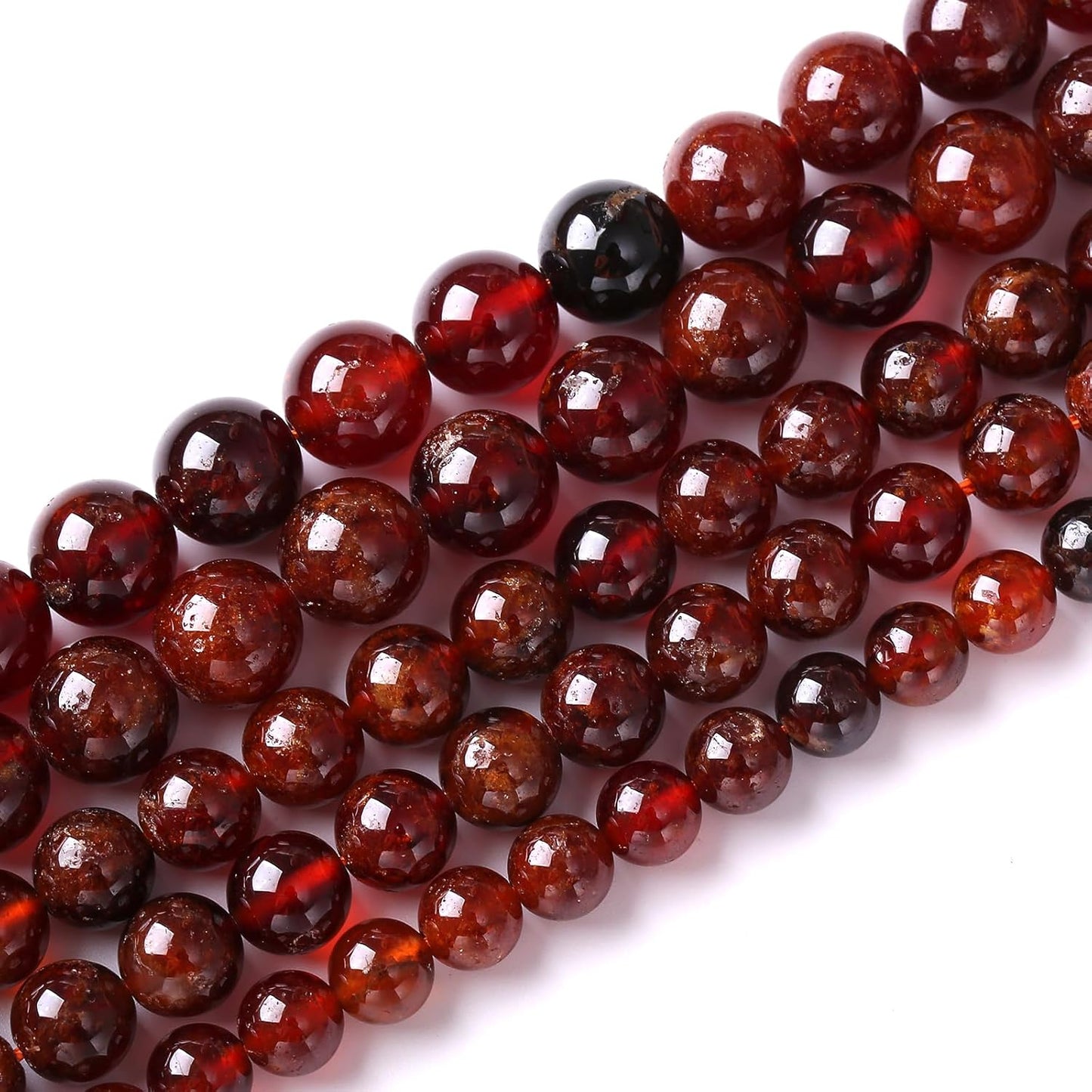 10MM 36PCS Natural Orange Garnet Beads Round Loose Beads for Jewelry Making DIY Necklace Accessories Energy Crystal Healing Power Bracelet