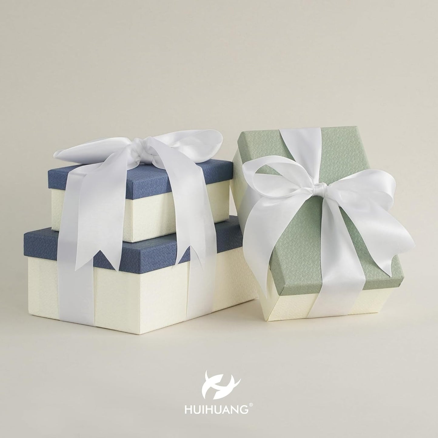 HUIHUANG White Satin Ribbon 2 inch Wide Double Side White Silk Fabric Ribbon for Crafts, Bows Making, Flower Bouquet Wrap, Gift Wrapping, Wedding Bridal Shower Decor, Home Decor -25 Yards/Roll